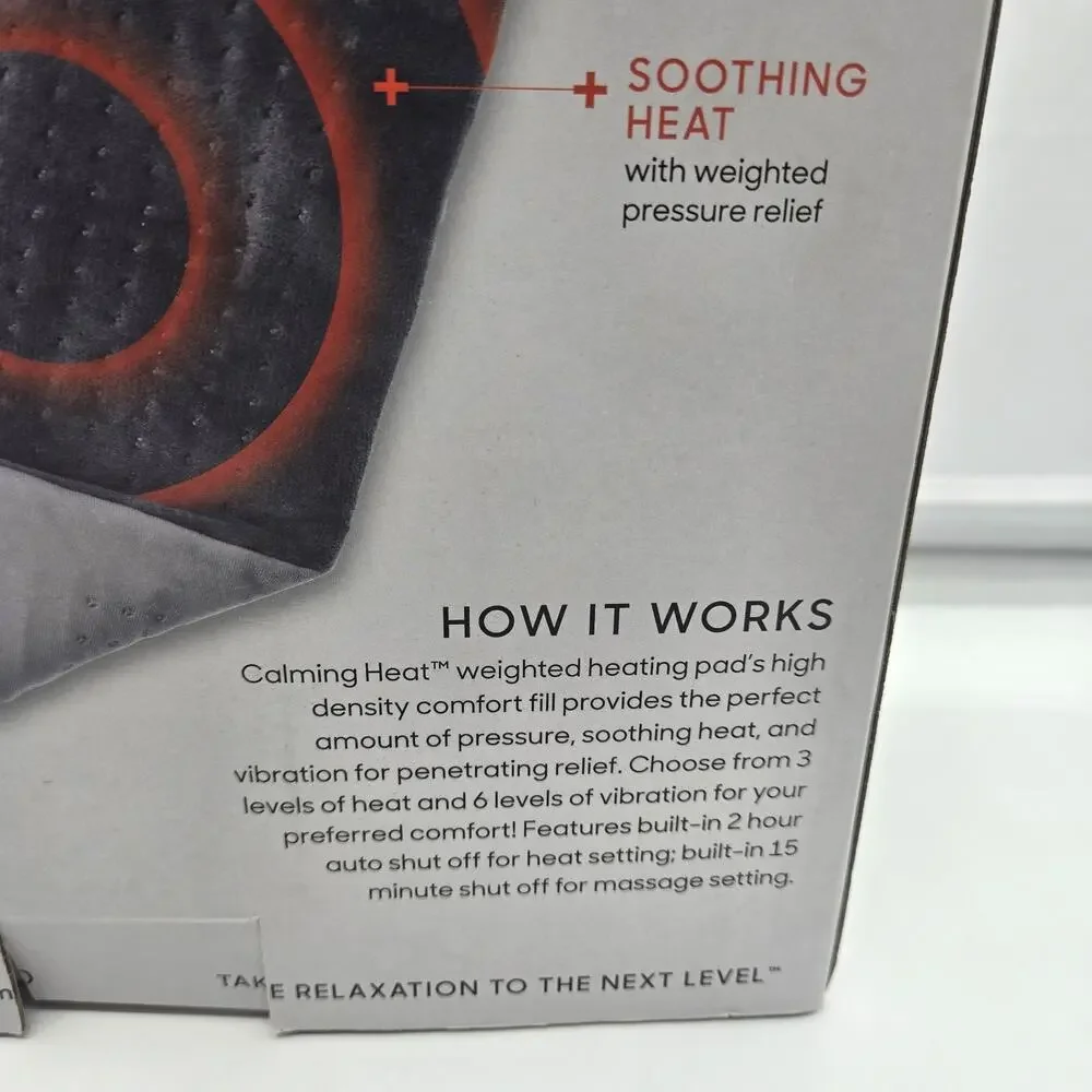 NEW! Sharper Image Calming Heat Massaging Weighted Electric Heating Pad 12x24